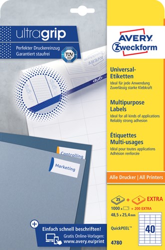 Etiket A4  48,5x 25,4mm 4780 ds/1000