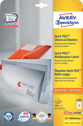 Etiket A4  97x 42,3mm 4781 ds/300