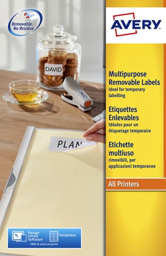 Etiket A4  63,5x 29,6mm Avery L4737REV-25 afneembaar ds/675