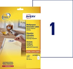 Etiket A4 210x297mm Avery L4735REV-25 afneembaar ds/25