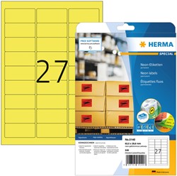 Etiket A4  63,5x 29,6mm Herma 5140 ds/540 geel