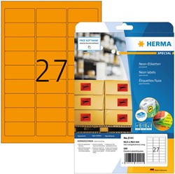 Etiket A4  63,5x 29,6mm Herma 5141 ds/540 oranje