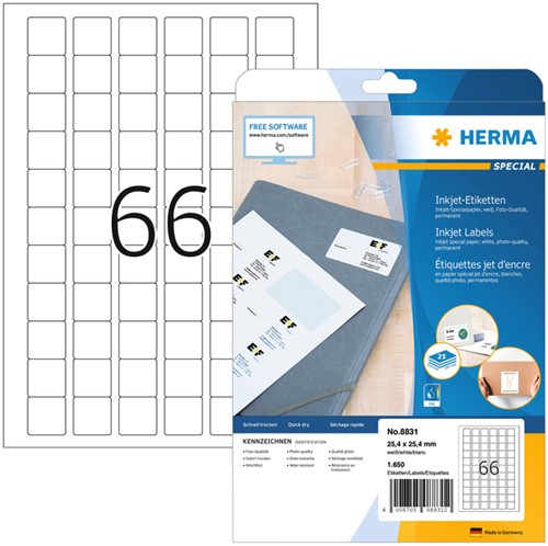 Etiket A4  25,4x 25,4mm Herma 8831 inkjet mat ds/1650