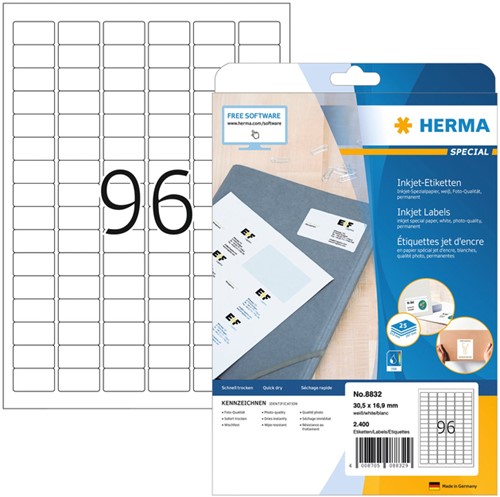 Etiket A4  30,5x 16,9mm Herma 8832 inkjet mat ds/2400
