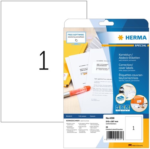 Etiket A4 210x297mm Herma 4230 Correctie ds/25