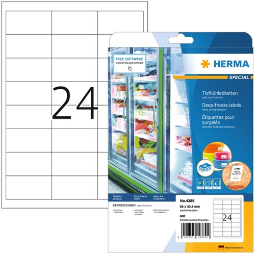 Etiket A4  66x 33,8mm Herma 4389 diepvries ds/600