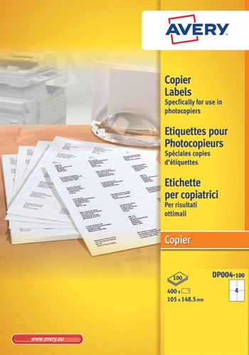 Etiket A4 105x149mm Avery DP004-100 kopieren ds/400