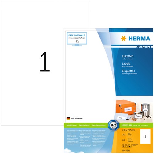 Etiket A4 210x297mm Herma 4631 Premium ds/200