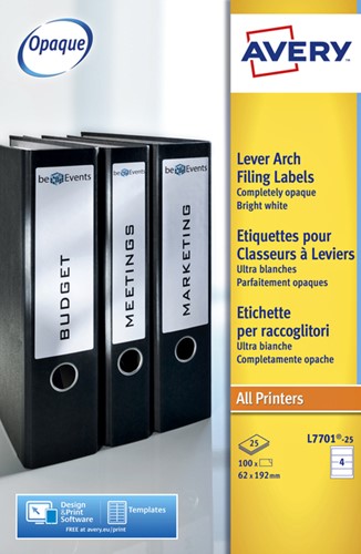 Etiket ordner 192x62mm Avery L7701 wit 25vel-2