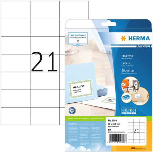 Etiket A4  70x 42,2mm Herma 5054 Premium ds/525