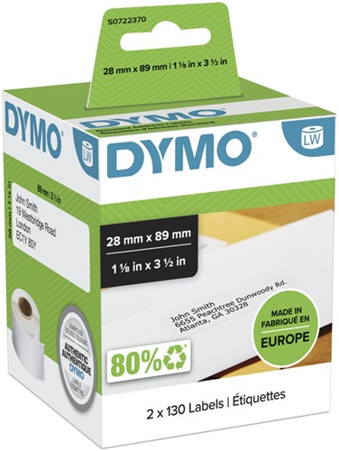 Etiket Dymo  28x89mm adres 2rol/130 99010
