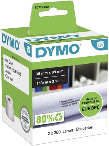 Etiket Dymo  36x89mm adres 2rol/260 99012