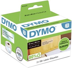 Etiket Dymo  36x89mm transparant rol/260 99013