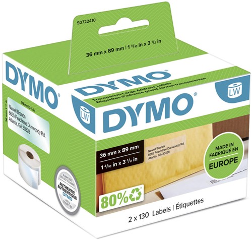 Etiket Dymo  36x89mm transparant rol/260 99013
