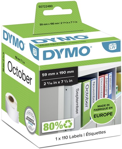Etiket Dymo  59x190mm ordner rol/110 99019