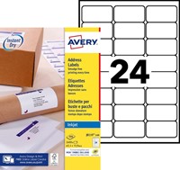Etiket A4  63,5x 33,9mm Avery J8159-100 inkjet ds/2400-2