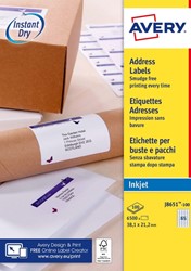 Etiket A4  38,1x 21,2mm Avery J8651-100 inkjet ds/6500