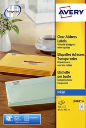 Etiket A4  63,5x 38,1mm Avery J8560-25 inkjet ds/525 transparant 