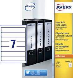 Etiket ordner 192x39mm Avery L7702 wit 25vel