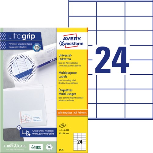 Etiket A4  70x 36mm 3475 ds/2400-2