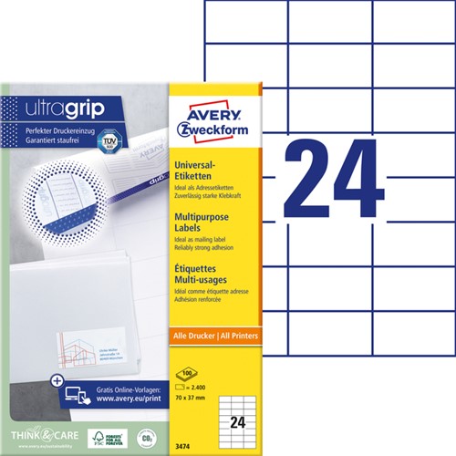 Etiket A4  70x 37mm 3474 ds/2400  -2
