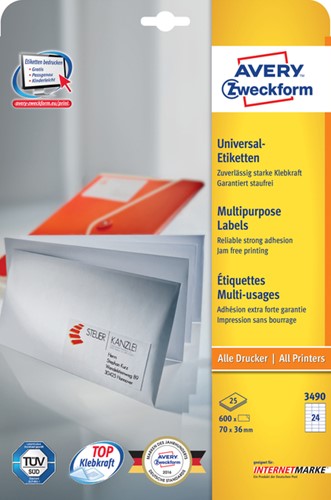 Etiket A4  70x 36mm 3490 ds/600