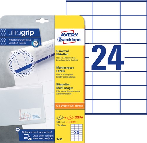 Etiket A4  70x 36mm 3490 ds/600-3