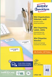 Etiket A4  45,7x 25,4mm Avery L7654-100 laser ds/4000