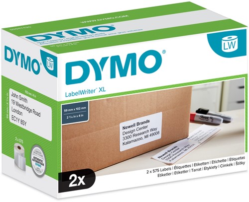 Etiket Dymo 102x 59mm 2rol/575  (alleen tbv machinetype 4XL/5XL)