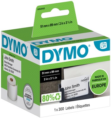 Etiket Dymo  89x51mm visitekaart rol/300 niet zelfklevend