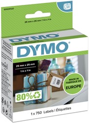 Etiket Dymo  25x25mm multifunctioneel rol/750  verwijderbaar