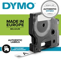 Dymotape D1 19mm zwart op wit 45803 doos/10-2