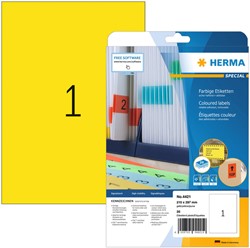 Etiket A4 210x297mm Herma 4421 verwijderbaar ds/25 geel