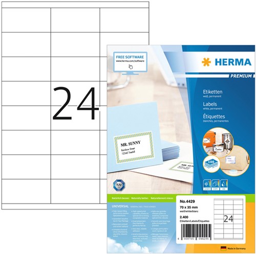Etiket A4  70x 35mm Herma 4429 Premium ds/2400