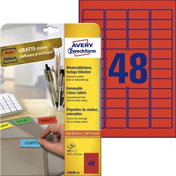 Etiket A4  46x 21mm L6038-20 ds/960 rood