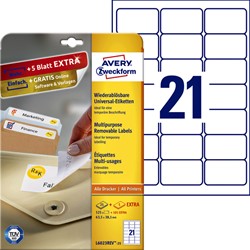 Etiket A4  63,5x 38,1mm L6023REV-25 afneembaar ds/525