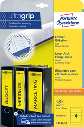 Etiket ordner 192x61mm Avery L4769-20 geel 20vel