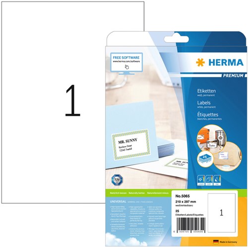 Etiket A4 210x297mm Herma 5065 Premium ds/25