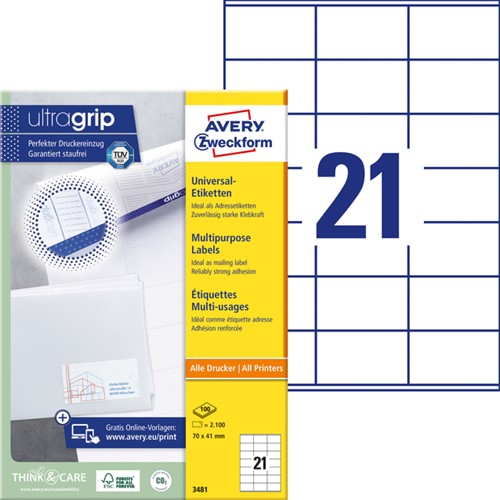 Etiket A4  70x 41mm 3481 ds/2100-2