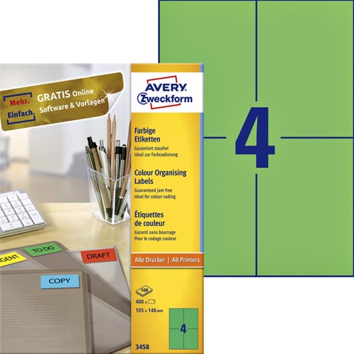Etiket A4 105x148mm 3458 ds/400 groen