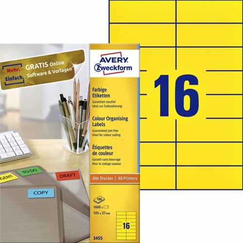 Etiket A4 105x 37mm 3455 ds/1600 geel
