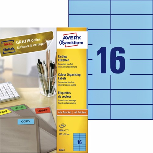 Etiket A4 105x 37mm 3453 ds/1600 blauw