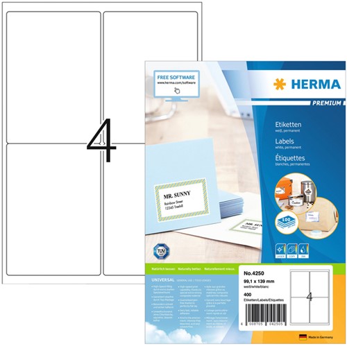 Etiket A4  99,1x139mm Herma 4250 Premium ds/400