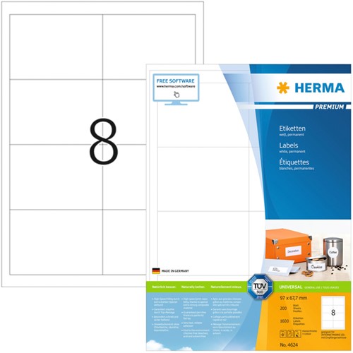Etiket A4  97x 67,7mm Herma 4624 Premium ds/1600