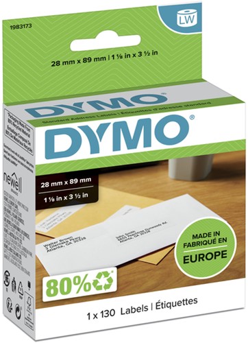 Etiket Dymo LabelWriter adressering 28x89mm 1 rol á 130 stuks wit