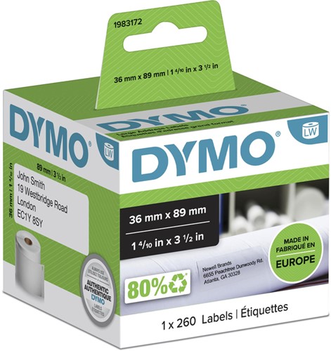 Etiket Dymo  36x89mm adres 1rol/260 19831