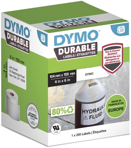 Etiket Dymo 104x159mm 1933086 duurzaam rol/200  (alleen tbv machinetype 4XL/5XL)