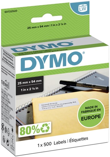 Etiket Dymo  25x54mm Retour Adres rol/500 11352