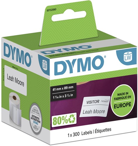 Etiket Dymo  41x89mm naambadge rol/300 11356