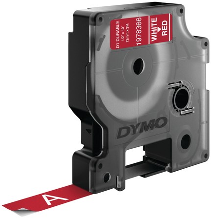 Dymotape D1 12mm wit op rood duurzaam 1978366-3
